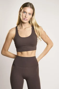 Glamorous Tops|Signature Espresso Cross-Back Crop-Top -
