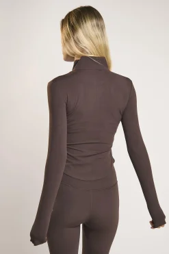 Glamorous Tops|Signature Espresso Half-Zip Top -