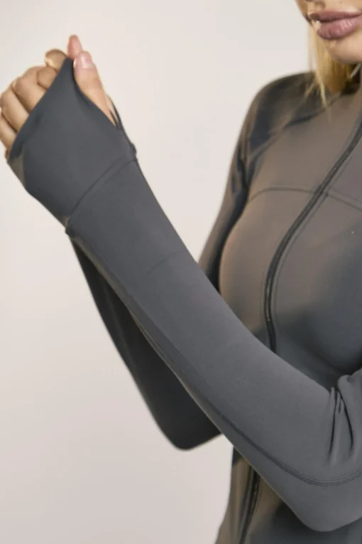 Glamorous Jackets|Signature Graphite-Grey Full-Zip-Long-Sleeve Jacket -