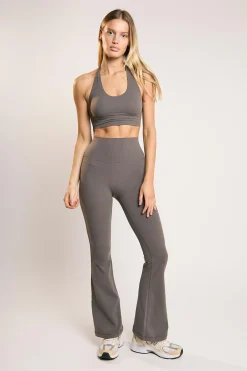 Glamorous Tops|Signature Khaki Halter-Neck Crop-Top -