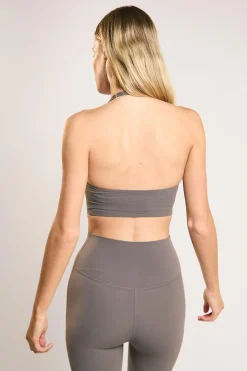 Glamorous Tops|Signature Khaki Halter-Neck Crop-Top -