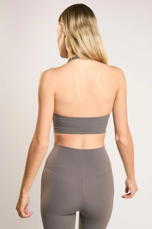 Glamorous Tops|Signature Khaki Halter-Neck Crop-Top -