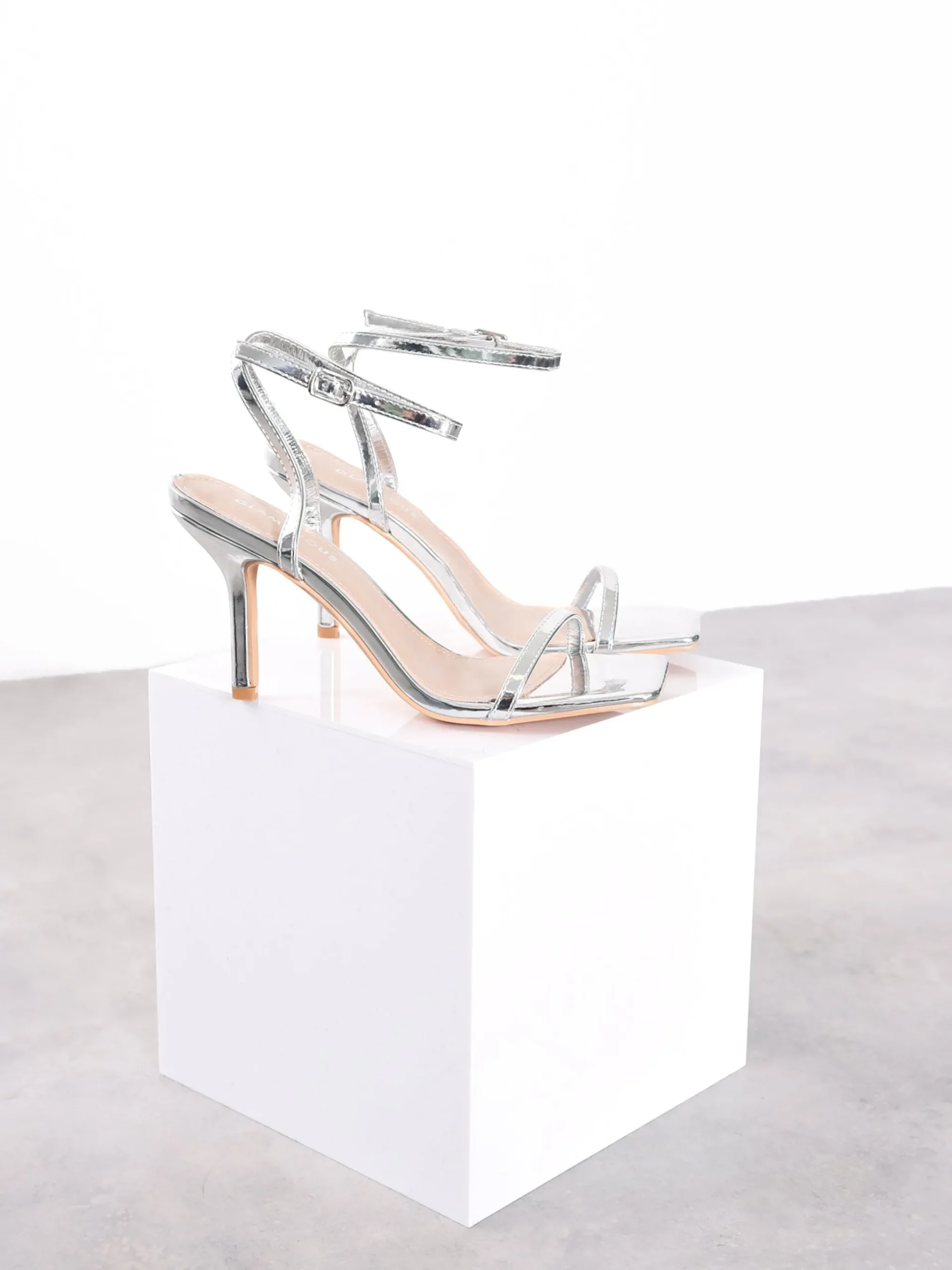 Glamorous Prom|Special Extras|Silver Barely There Strappy Heels -