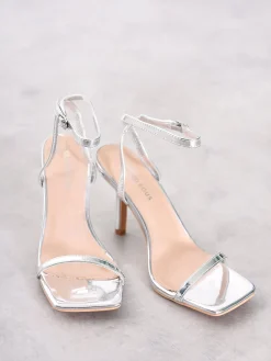 Glamorous Prom|Special Extras|Silver Barely There Strappy Heels -