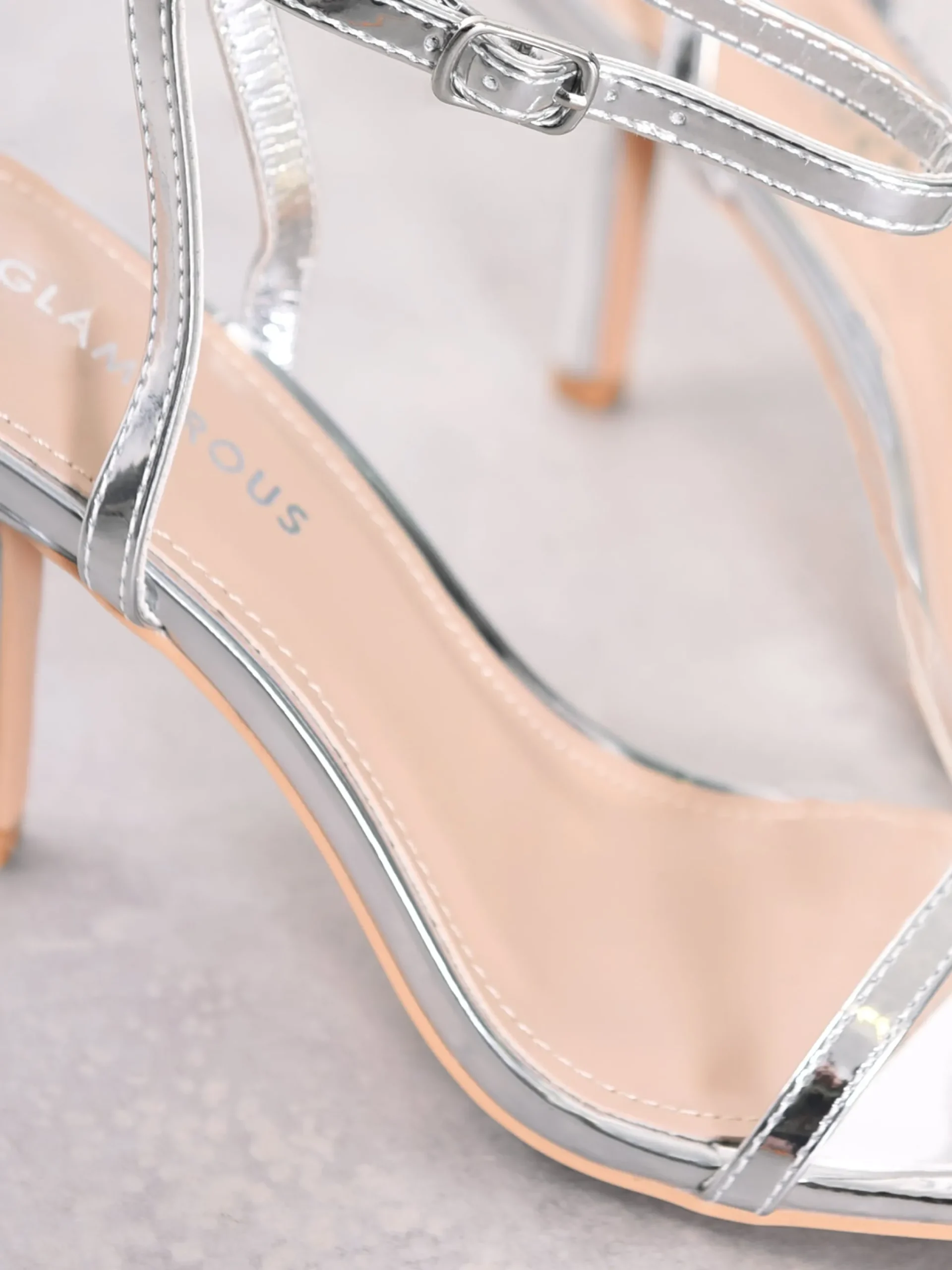 Glamorous Prom|Special Extras|Silver Barely There Strappy Heels -