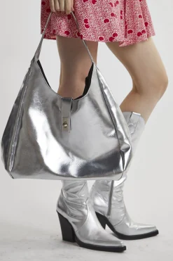 Glamorous Tote Bags|Silver Buckle Tote-Bag -