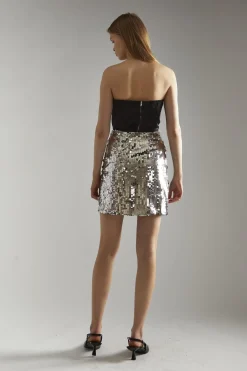 Glamorous Going Out Skirts|Glamorous Studio|Silver Iridescent-Sequin Mini-Skirt -