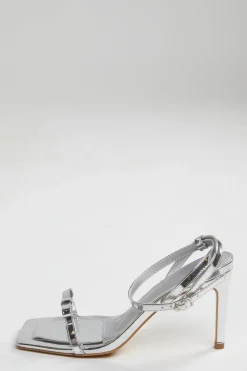 Glamorous Best Dressed Guest|Heels|Silver Strappy Bow Barely There-Heels -