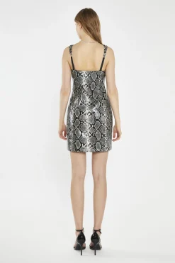 Glamorous Day Dresses|Party Dresses|Snake-Pu Diamante-Strap Mini-Dress -
