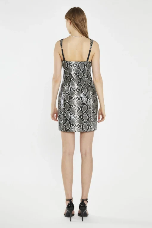 Glamorous Day Dresses|Party Dresses|Snake-Pu Diamante-Strap Mini-Dress -