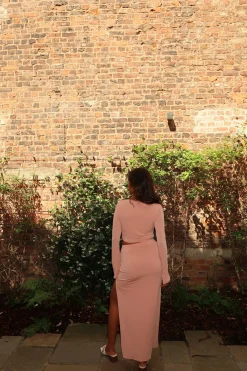 Glamorous Bottoms|Co-ords|Soft-Terracotta High-Waisted-Split-Leg Maxi-Skirt -
