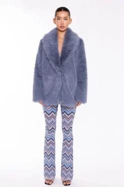 Glamorous Faux Fur & Leather|Coats|Steel-Blue Faux Fur Coat -