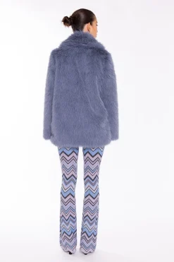 Glamorous Faux Fur & Leather|Coats|Steel-Blue Faux Fur Coat -