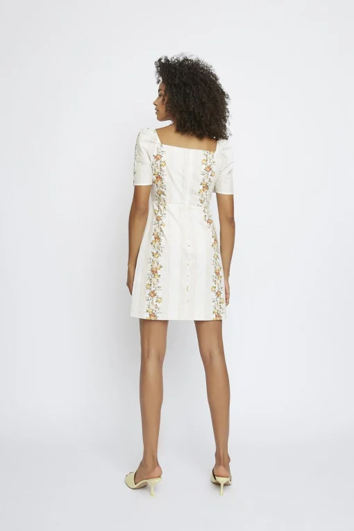 Glamorous Mini Dresses|Mini Dresses|Stone Floral Stripe Sweetheart Neckline Mini-Dress -