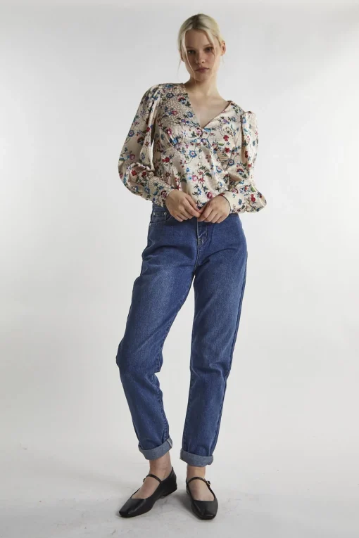 Glamorous Blouses & Shirts|Stone Multi Floral Long Sleeve Top -