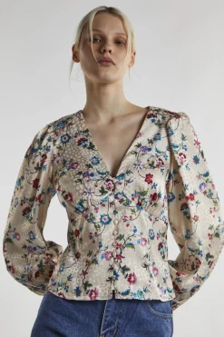 Glamorous Blouses & Shirts|Stone Multi Floral Long Sleeve Top -