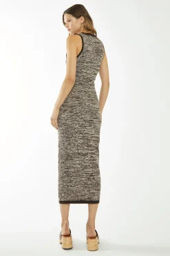 Glamorous Best Dressed Guest|Day Dresses|Stone-Brown Marl Knit Cut-Out Midi-Dress -