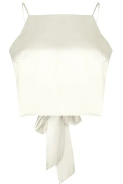 Glamorous Going Out Tops|Crops, Corsets & Bodysuits|Stone-Satin Tie-Back Crop-Top -
