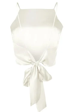Glamorous Going Out Tops|Crops, Corsets & Bodysuits|Stone-Satin Tie-Back Crop-Top -
