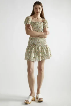 Glamorous Co-ords|Mini Skirts|Stripe-Ditsy Linen RaRa Mini-Skirt -