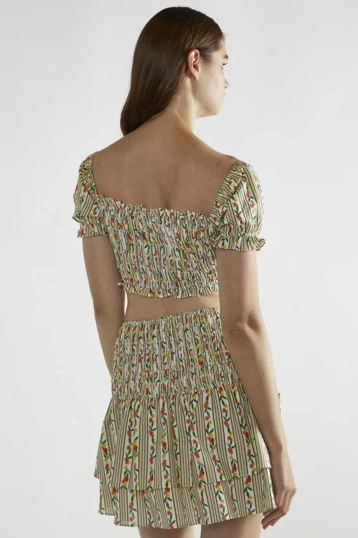 Glamorous Co-ords|Mini Skirts|Stripe-Ditsy Linen RaRa Mini-Skirt -