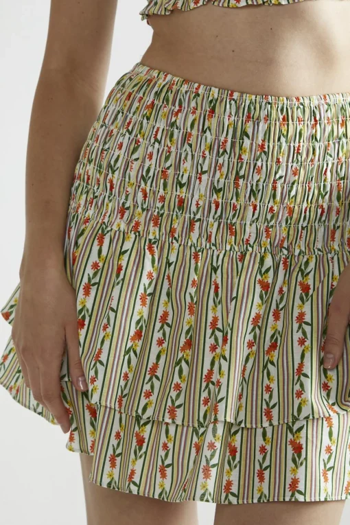 Glamorous Co-ords|Mini Skirts|Stripe-Ditsy Linen RaRa Mini-Skirt -