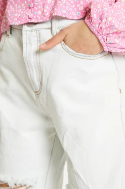 Glamorous Ripped & Distressed Jeans|Sunbleached Distressed Rip-Detail Relaxed Fit Jeans -