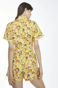 Glamorous Playsuits|Sunflower Floral Belted Playsuit -