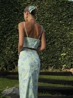 Glamorous Tops|Co-ords|Sydney Co-ord Cami Crop-Top -Mint-Blue Floral -