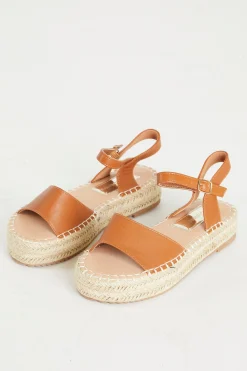 Glamorous Flat Shoes|Sandals|Tan Chunky Espadrille Flat Form Sandals -
