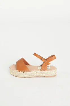 Glamorous Flat Shoes|Sandals|Tan Chunky Espadrille Flat Form Sandals -