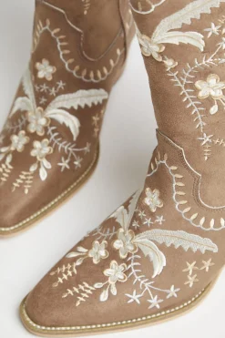 Glamorous Boots|Tan Embroidered Cowboy-Boots -