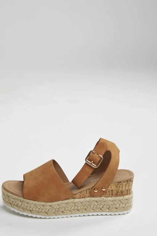 Glamorous Chic Escapes|Sandals|Tan Nubuck Espadrille Sandals -