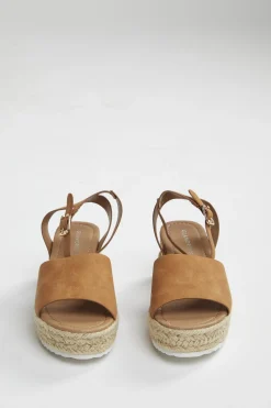 Glamorous Chic Escapes|Sandals|Tan Nubuck Espadrille Sandals -