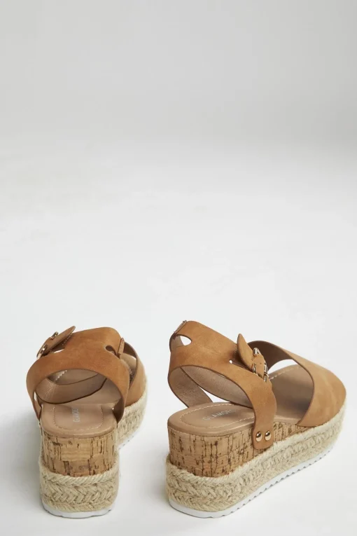 Glamorous Chic Escapes|Sandals|Tan Nubuck Espadrille Sandals -
