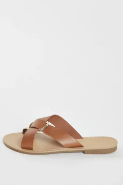 Glamorous Chic Escapes|Flat Shoes|Tan PU Flat Sandals -