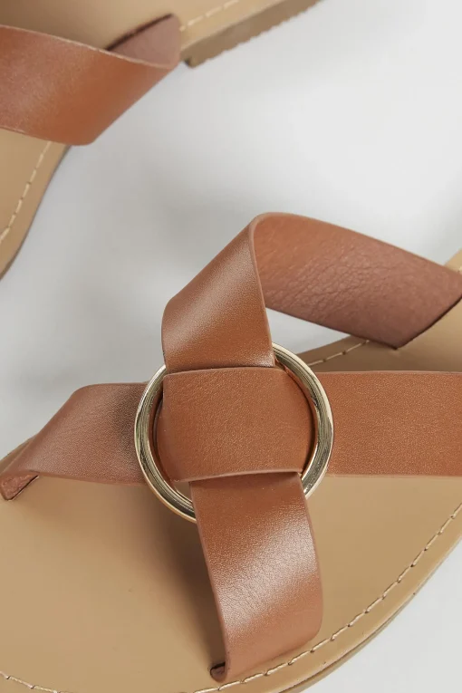 Glamorous Chic Escapes|Flat Shoes|Tan PU Flat Sandals -