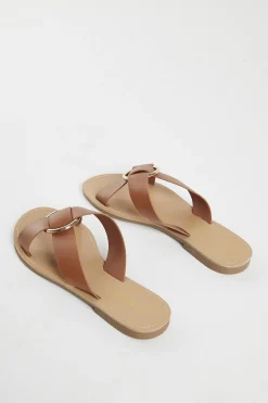 Glamorous Chic Escapes|Flat Shoes|Tan PU Flat Sandals -