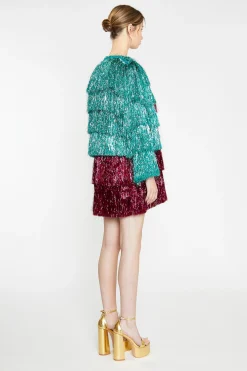Glamorous Go To Partywear|Jackets|Teal Tinsel Fringe Jacket -