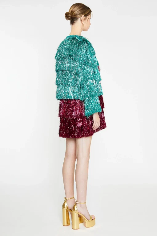 Glamorous Go To Partywear|Jackets|Teal Tinsel Fringe Jacket -