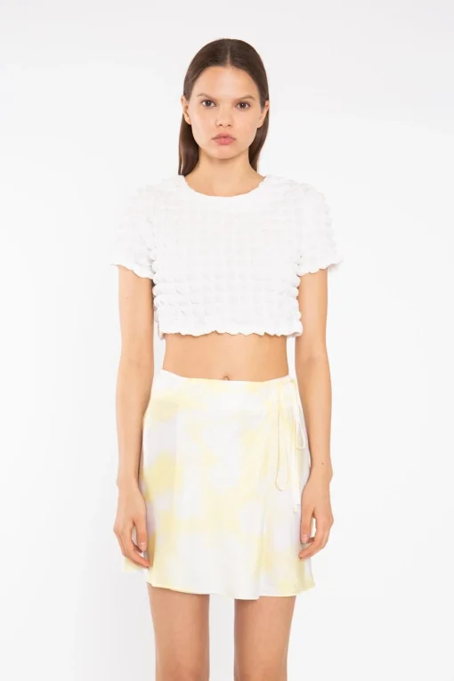 Glamorous Crops, Corsets & Bodysuits|Textured-White Crop-Top -