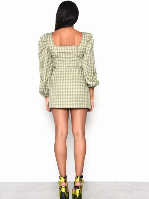 Glamorous Mini Skirts|Turquoise Multi Check Side Split Mini Skirt -