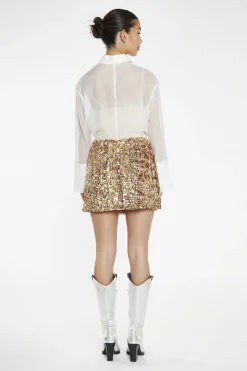 Glamorous Going Out Skirts|Mini Skirts|Tweed Gold-Sequin Mini-Skirt -