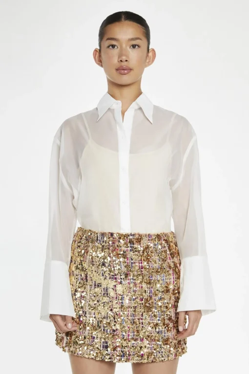 Glamorous Going Out Skirts|Mini Skirts|Tweed Gold-Sequin Mini-Skirt -