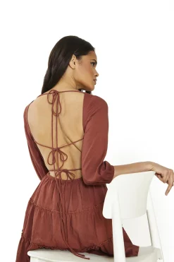 Glamorous Day Dresses|Mini Dresses|Umber Square-Neck Mini-Dress -