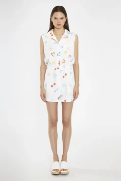 Glamorous Playsuits|Vacation-Print Collared Playsuit -
