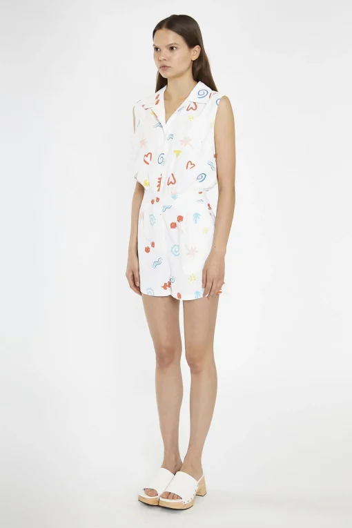Glamorous Playsuits|Vacation-Print Collared Playsuit -
