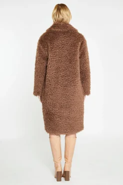 Glamorous Faux Fur & Leather|Longline Coats|Walnut Faux-Fur Midi-Coat -