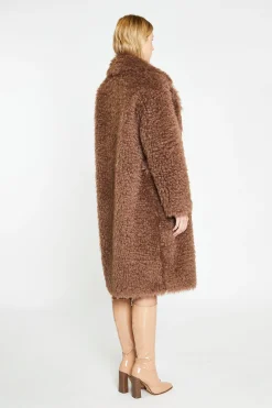 Glamorous Faux Fur & Leather|Longline Coats|Walnut Faux-Fur Midi-Coat -