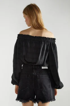 Glamorous Denim Shorts|Washed Black Distressed Denim Shorts -